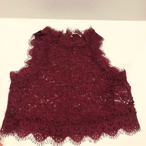 Zara lace burgundy crop top